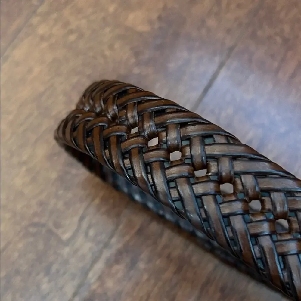 Dockers Braided Brown Belt with Brass Buckle, Adjustable Size L/XL